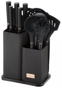 Σετ μαγειρικά σκεύη Klausberg KB 7835, 12 τεμ., Ανοξείδωτο ατσάλι, Μαύρο