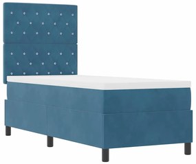 vidaXL Κρεβάτι με ελατήρια με στρώμα Σκούρο Μπλε 80 x 200 cm Βελούδο