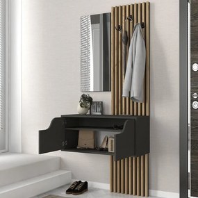 Έπιπλο εισόδου Naro Megapap χρώμα ανθρακί - sepet oak 90x35x204,2εκ.