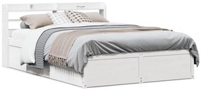 vidaXL Πλαίσιο Κρεβατιού Κεφαλάρι Λευκό 150x200εκ Μασίφ Πεύκο