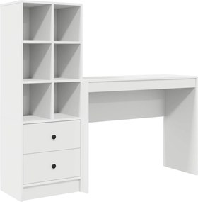 vidaXL Γραφείο με συρτάρι με ράφι με αποθήκευση 2 pcs Λευκό