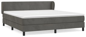 Κρεβάτι Boxspring με Στρώμα Σκούρο Γκρι 180x200 εκ. Βελούδινο - Γκρι