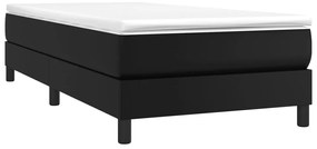 vidaXL Κρεβάτι Boxspring με Στρώμα Μαύρο 90x200εκ. από Συνθετικό Δέρμα