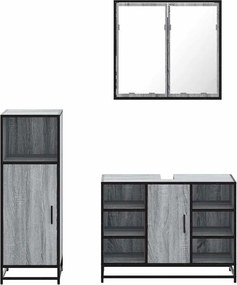 vidaXL Σετ Επίπλων Μπάνιου 3 Τεμαχίων Γκρι Sonoma Επεξεργασμένο Ξύλο