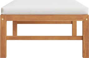 vidaXL Υποπόδιο από Μασίφ Ξύλο Teak με Κρεμ Μαξιλάρι