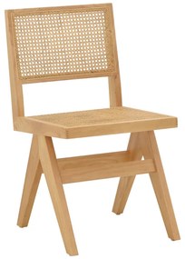 263-000023 Καρέκλα Brenin pakoworld φυσικό rubberwood 45x56x82εκ RUBBER WOOD - RATTAN NATURAL, 1 Τεμάχιο