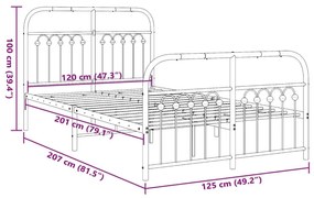 Πλαίσιο Κρεβατιού με Κεφαλάρι&amp;Ποδαρικό Λευκό 120x200εκ. Μέταλλο - Λευκό