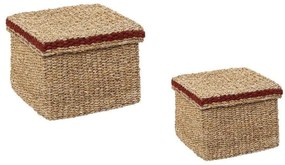 Καλάθια Seagrass (Σετ 2Τμχ) KAG301 35/25cm Natural-Red Espiel Seagrass