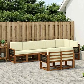 vidaXL Σειρά Καναπέ Εξωτερικού 8 pcs Φυσικό και Κρέμα Πολυεστέρας