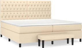 vidaXL Κρεβάτι Boxspring με Στρώμα Κρεμ 200x200 εκ. Υφασμάτινο