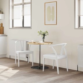 vidaXL Καρέκλα τραπεζαρίας 2 pcs Λευκό και Λευκό Στερεό Ξύλο Ραβέντι
