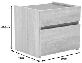 Κομοδίνο Comcie σε φυσικό με γκρι απόχρωση 50x42x45.5εκ 50x42x45.5 εκ.