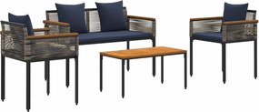 vidaXL Σετ Εξωτερικών Επίπλων Γκρι και Navy Blue συνθετικό ρατάν