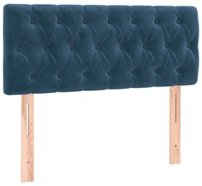 Κρεβάτι Boxspring με Στρώμα Σκούρο Μπλε 90x190 εκ. Βελούδινο - Μπλε