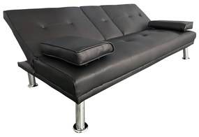 Καναπές Κρεβάτι Τριθέσιος ArteLibre ALFRED Μαύρο PU 164x76.5x79cm