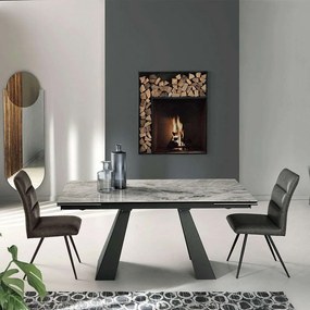 Τραπέζι Επεκτεινόμενο Pisa 180x90x76cm Anthracite-Grey Marble Capodarte