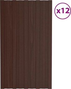 vidaXL Πάνελ Οροφής 12 τεμ. Καφέ 80 x 45 εκ. από Γαλβανιζέ Ατσάλι