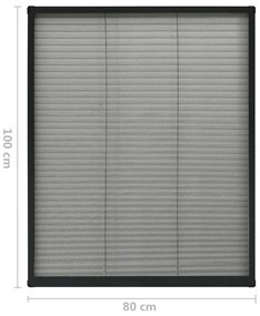 vidaXL Σήτα Παραθύρου Πλισέ Ανθρακί 80 x 100 εκ. από Αλουμίνιο