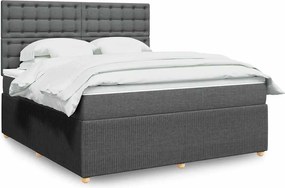 vidaXL Κρεβάτι Boxspring με Στρώμα Σκούρο Γκρι 180x200 εκ Υφασμάτιν