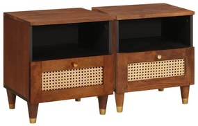 vidaXL Κομοδίνο 2 pcs Καφέ 40 x 33 x 46 εκ. Μασίφ ξύλο ακακίας