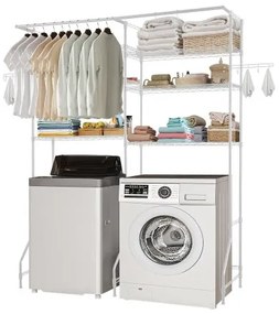 VEVOR Over Washer and Dryer Storage Shelf Two Row 6 Tiers Washer Rack White