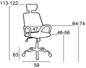 A8980 ΜΑΥΡO MESH ΠΟΛΥΘΡΟΝΑ ΓΡΑΦΕΙΟΥ 59X63X46-113/56-122εκ.