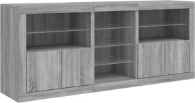 vidaXL Μπουφές με LED Γκρι Sonoma 162x37x67 εκ.