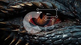 Intra Συλλεκτικό Ξύλινο Παζλ Plywood 4mm - Κοντινό πλάνο Dragon Eye: Sharp Claws, Glowing Red Iris Σε Ξύλινο Κουτί - Διαστάσεις: 10x10 cm – 25 κομμάτια