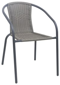Πολυθρόνα BALENO-W Στοιβαζόμενη Ανθρακί/Γκρι Wicker/Μέταλλο 52x60x72cm