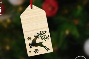 Intra απο ξύλο plywood 3mm-4mm πάχος Ετικέτα δώρου Χριστουγέννων με Jolly Reindeer Δίασταση 15x15 cm INTRAFABR-86529001