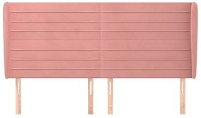 Κεφαλάρι με Πτερύγια Ροζ 163x23x118/128 εκ. Βελούδινο - Ροζ