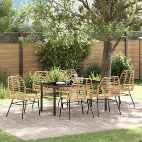 vidaXL Σέτ φαγητού για κήπο 7 pcs Καφέ συνθετικό ρατάν