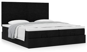 vidaXL Οθωμανικό κρεβάτι με στρώματα Μαύρο 180x200cm Ύφασμα