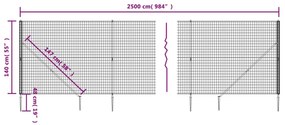 vidaXL Συρματόπλεγμα Περίφραξης Πράσινο 1,4 x 25 μ. με Καρφωτές Βάσεις