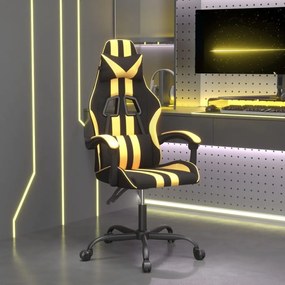 Καρέκλα Gaming Περιστρεφόμενη Μαύρη/Χρυσή από Συνθετικό Δέρμα - Χρυσό