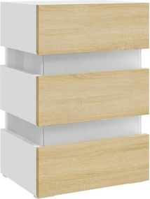 vidaXL Κομοδίνο με LED Λευκό/Sonoma Δρυς 45x35x67 εκ. Επεξεργασμ. Ξύλο