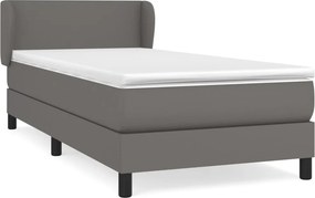 vidaXL Κρεβάτι Boxspring με Στρώμα Γκρι 100x200εκ. από Συνθετικό Δέρμα
