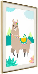 Αφίσα - Playful Llama - 20x30 - Χρυσό - Με πασπαρτού