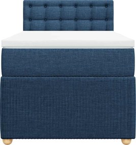 vidaXL Κρεβάτι Boxspring με Στρώμα Μπλε 90x190 εκ.Υφασμάτινο