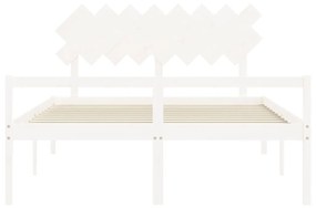 vidaXL Κρεβάτι Ηλικιωμένου με Κεφαλάρι 160 x 200 εκ. Λευκό Μασίφ Ξύλο