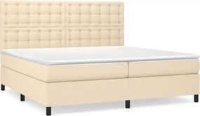 vidaXL Κρεβάτι Boxspring με Στρώμα Κρεμ 200x200 εκ. Υφασμάτινο