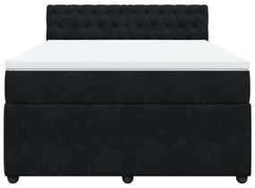 vidaXL Κρεβάτι Boxspring με Στρώμα Μαύρο 160x200 εκ. Βελούδινο