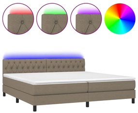 ΚΡΕΒΑΤΙ BOXSPRING ΜΕ ΣΤΡΩΜΑ &amp; LED TAUPE 200X200 ΕΚ. ΥΦΑΣΜΑΤΙΝΟ 3133425