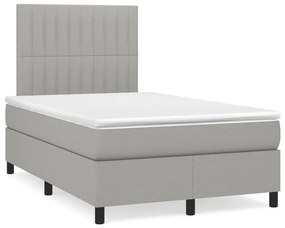 VidaXL Κρεβάτι Boxspring με Στρώμα Ανοιχτό Γκρι 120x190 εκ. Υφασμάτινο