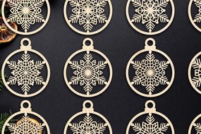 Σετ των 3 Intra απο ξύλο plywood 3mm-4mm πάχος Χριστουγεννιάτικο στολίδι Δίασταση 8x8 cm INTRAFABR-79666399