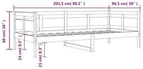 Καναπές Κρεβάτι Καφέ Μελί 90 x 200 εκ. από Μασίφ Ξύλο Πεύκου - Καφέ