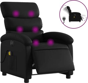 vidaXL Πολυθρόνα Μασάζ Ανακλινόμενη Ηλεκτρική Μαύρη Συνθετικό Δέρμα