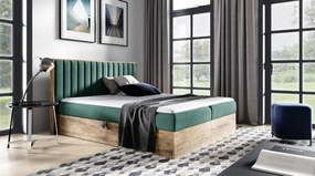 Επενδυμένο κρεβάτι Wood 4-Prasino-160 x 200