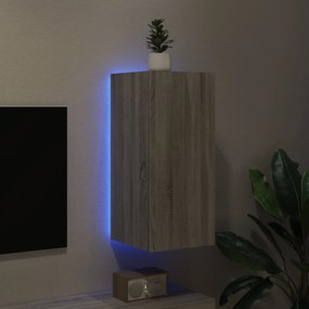 vidaXL Έπιπλο Τοίχου Τηλεόρασης με LED Γκρι Sonoma 30,5x35x70 εκ.