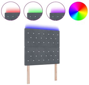 vidaXL Κεφαλάρι LED με φώτα λωρίδας LED Σκούρο γκρι 90 cm Βελούδο